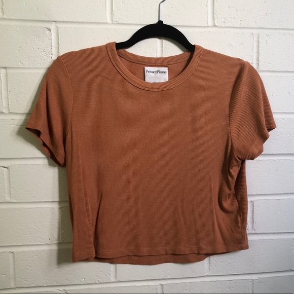 Privacy Please Rust Color Crop Top Sz Small